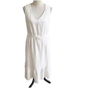 Time N Tru Gauze Cotton Maxi Dress White Size Medium Tiered Bohemian Beachy